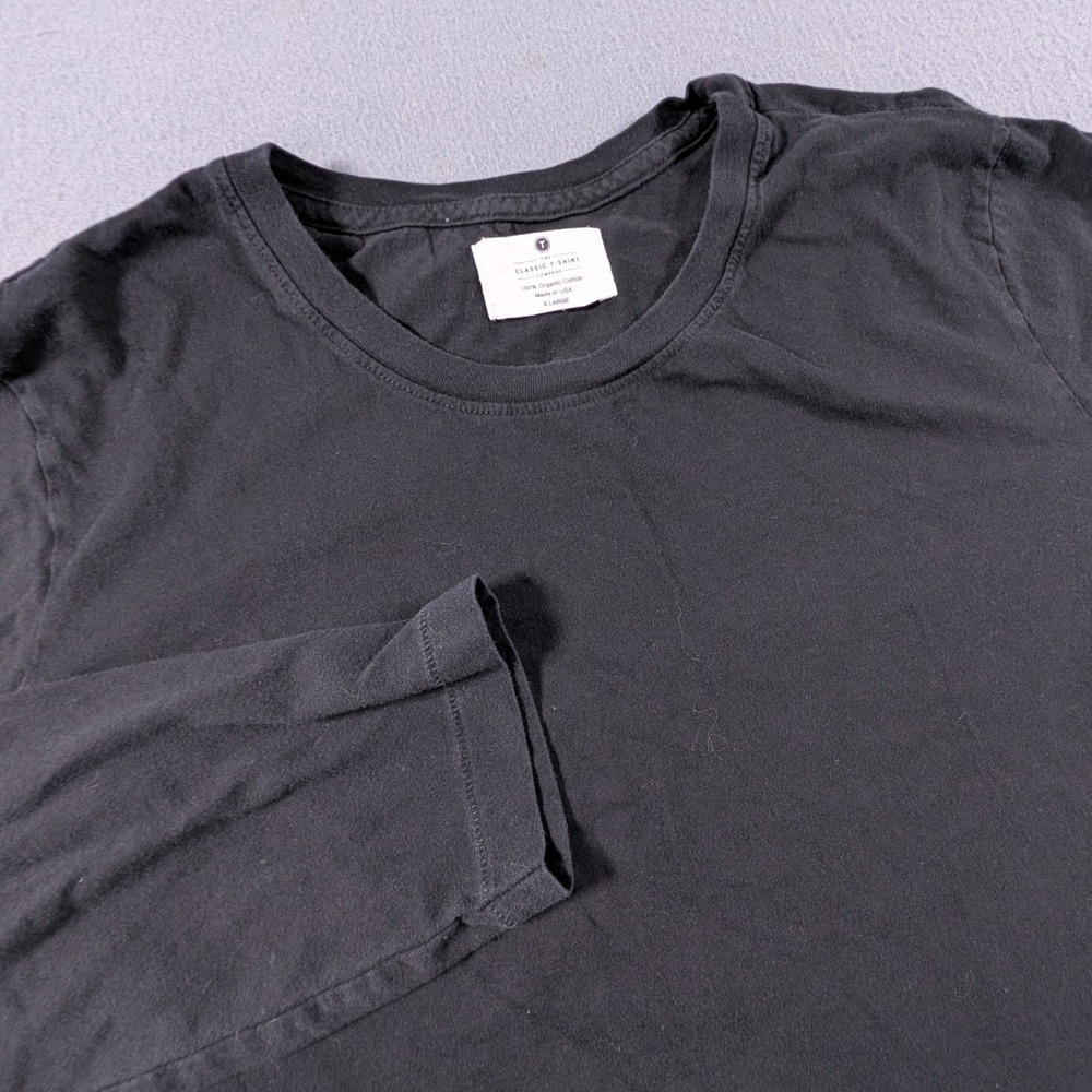 The Classic T-Shirt Company Long Sleeve Tee Mens XL Black Organic Cotton